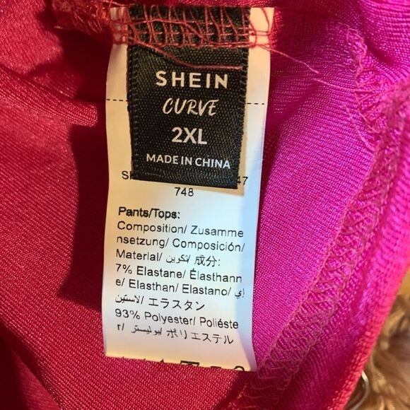 SHEIN S:2XL Hot Pink crop top w/ Wide Leg Pants cord Set with Butterfly Belt EUC - Picture 5 of 9